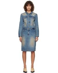 we11done - Washed Denim Midi Dress - Lyst