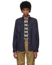RRL - インディゴ スリムフィット ウエスタン デニムシャツ - Lyst