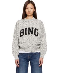 Anine Bing - Pull Sydney Gris À Col Ras Du Cou Et À Logo - Lyst