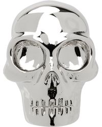 McQueen - Clou D'Oreille Unique En Forme De Crâne Argenté - Lyst