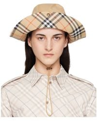 Burberry - Check Brim Gabardine Hat - Lyst
