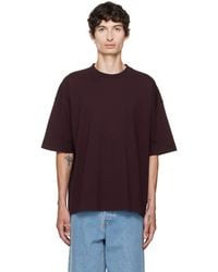 Dries Van Noten - Burgundy Dropped Shoulder T-Shirt - Lyst