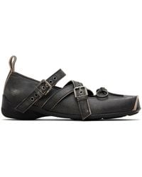 OPEN YY Cross Buckle Ballerina Flats in Black | Lyst