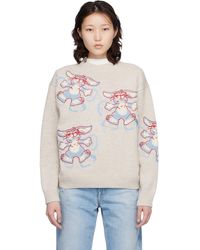 KENZO - Pull Blanc Cassé À Broderies Winter Holidays - Lyst