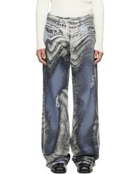 CAMPERLAB - Distorted Print Distressed Denim Jeans - Lyst