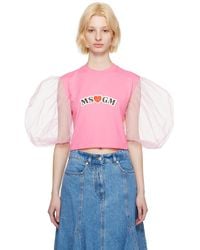 MSGM - Pink Balloon Sleeves T-shirt - Lyst
