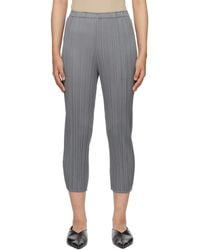 Pleats Please Issey Miyake - Pantalon monthly colors december gris - Lyst