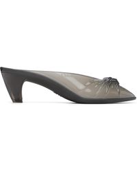 Chloé - Sandales À Talon Compensé De Style Mule Grises En Pvc À Logo - Lyst
