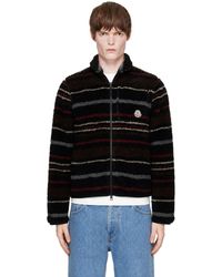 Moncler - Striped Wool Fleece Zip Sweater - Lyst