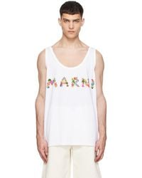 Marni - ホワイト ロゴプリント タンクトップ - Lyst