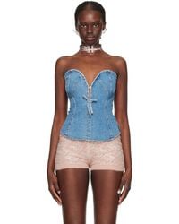 Blumarine - Blue Paneled Denim Tank Top - Lyst