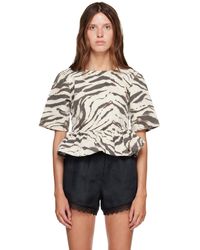 Ganni - Off- Zebra Denim Blouse - Lyst