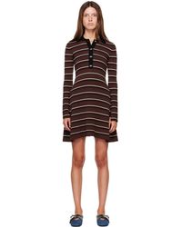 Ganni - Burgundy Striped Merino Polo Minidress - Lyst