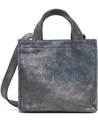 Acne Studios - Silver & Blue Logo Mini Shoulder Tote - Lyst
