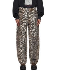 Ganni - Leopard Printed Stary Jeans - Lyst