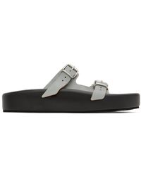 MM6 by Maison Martin Margiela - Black & Gray Leather Sandals - Lyst