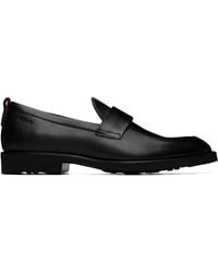 HUGO - Leather Penny Trim Loafers - Lyst