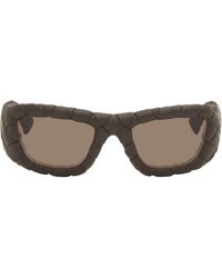 Bottega Veneta - Intrecciato Rectangular Sunglasses - Lyst