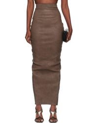 Rick Owens - Temple Dirt Pillar Leather Midi Skirt - Lyst