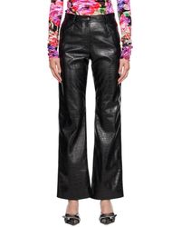 MSGM - Black Straight-leg Faux-leather Trousers - Lyst