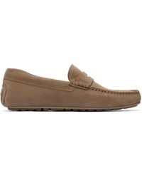 BOSS - Penny Trim Suede Loafers - Lyst