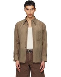 Tonywack - Khaki Lyocell Oversized Stripe Shirt - Lyst