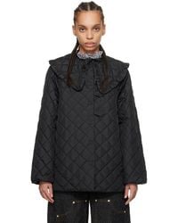Ganni - ブラック リップストップ キルティングジャケット - Lyst