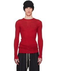Rick Owens - Pull rouge en tricot côtelé - Lyst