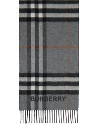 Burberry - Gray Contrast Check Scarf - Lyst