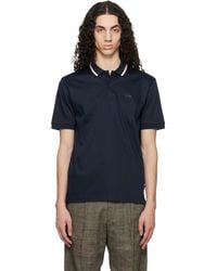 BOSS - Striped-Collar Slim-Fit Cotton Logo Polo - Lyst