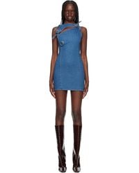 Coperni - Asymmetric Flower Denim Minidress - Lyst
