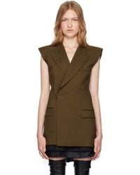 MM6 by Maison Martin Margiela - カーキ ツイル ダブルブレスト ベスト - Lyst