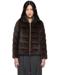 Herno - Brown Lady Cape Faux-fur Down Jacket - Lyst
