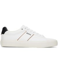 BOSS - White Cupsole Lace-up Sneakers - Lyst