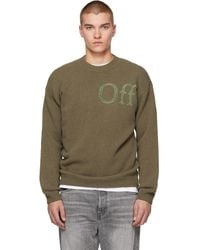 Off-White c/o Virgil Abloh - Khaki Bookish Shared Knit Crewneck Sweater - Lyst