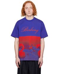 Burberry - T-shirt bleu et rouge à images de cygnes - Lyst