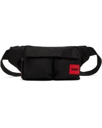 HUGO - Sac-Ceinture Noir En Sergé À Poche Double À Rabat - Lyst