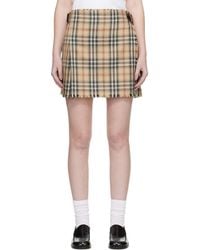 Burberry - Check Wool Mini Kilt Miniskirt - Lyst