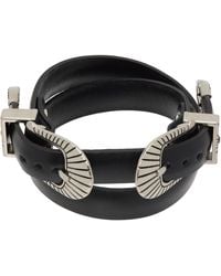 Toga - Double Buckle Leather Bangle Bracelet - Lyst