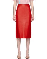 The Row - Bartellette Leather Midi Skirt - Lyst