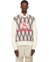 Burberry - Pull Blanc Cassé En Laine Mélangée À Motif Argyle - Lyst