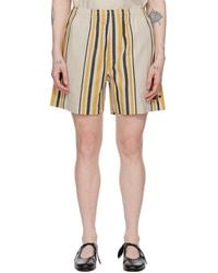 Bode - Beige & Orange Namesake Stripe Shorts - Lyst