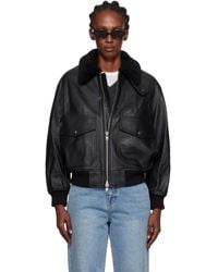 DUNST - A-2 Shearling Collared Leather Jacket - Lyst