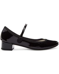 Repetto Black Patent Rose Mary-jane Heels