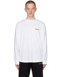 Palm Angels - White Embroidered Long Sleeve T-shirt - Lyst