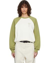 Ami Paris - Off- & Cotton Knitted Ami De Coeur Sweatshirt - Lyst