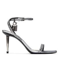 Tom Ford - Silver Padlock Pointy Naked Heeled Sandals - Lyst