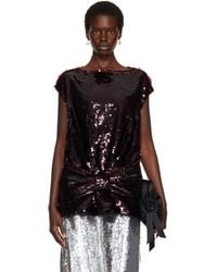 Simone Rocha - Burgundy Boxy Peplum Bow Detail Top - Lyst
