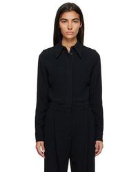 Victoria Beckham - Black Spread Collar Shirt - Lyst