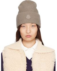 Moncler - Taupe Wool & Cashmere Blend Beanie - Lyst